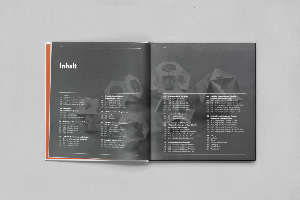 Das Inhaltsverzeichnis aus „Faltpolyeder“.